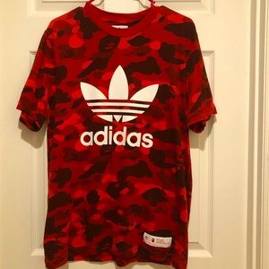 Bape x Adidas Red Camo Tee